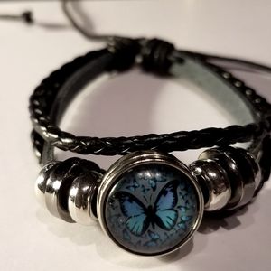 🦋BEAUTIFUL🦋 BUTTERFLY EARRINGS&LEATHER BRACELET